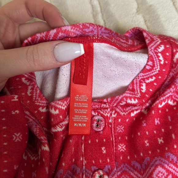 Skims Holiday Collection Logo Plush Pointelle Henley Pajama Jumpsuit - Picture 6 of 6